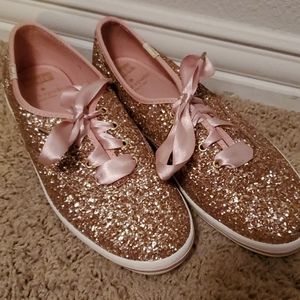 Kate Spade Keds Rose Gold glitter sneakers